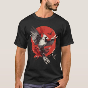 カーディナル3 日本の赤い太陽の水墨画アート 第3/3弾 Tシャツ