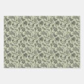 カーディナル、松ぼっくり、松の葉、冬の実 ラッピングペーパーシート (正面3)