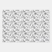 カーディナル、松ぼっくり、松の葉、冬の実 ラッピングペーパーシート (正面)