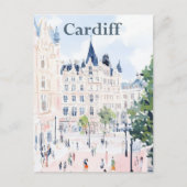カーディフウェールズ水絵を描色の旅行 ポストカード (正面)