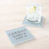 カーディフウェールズ緯度&経度 ガラスコースター (アングル)