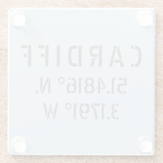 カーディフウェールズ緯度&経度 ガラスコースター (裏面)