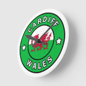 カーディフウェールズ ラウンド壁時計 (傾斜)