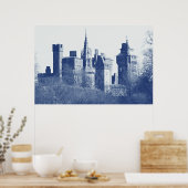 カーディフ城（デジタルシアノタイプ） ポスター (キッチン)