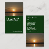 カーディフ湾に沈む夕日 – ダークグリーン 名刺 (正面/裏面)