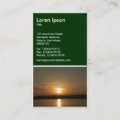 カーディフ湾に沈む夕日 – ダークグリーン 名刺 (裏面)
