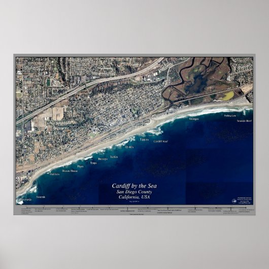 カーディフby the Sea, California satellite poster ポスター (正面)