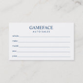 カーディーラーの自動車売上高 名刺 (裏面)