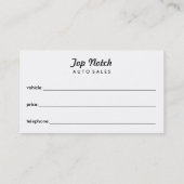 カーディーラーの自動車売上高 名刺 (裏面)