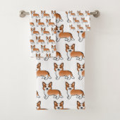 カーデ赤と白ガンウェルシュコーギードッグパターン バスタオルセット (インサイチュ)