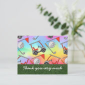 カートとフラグ付きゴルフサンキューカード (スタンド正面)