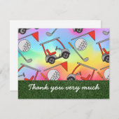 カートとフラグ付きゴルフサンキューカード (正面/裏面)