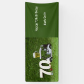 カートにビールを入れたゴルフ70thバースデーパーティー 横断幕 (縦)