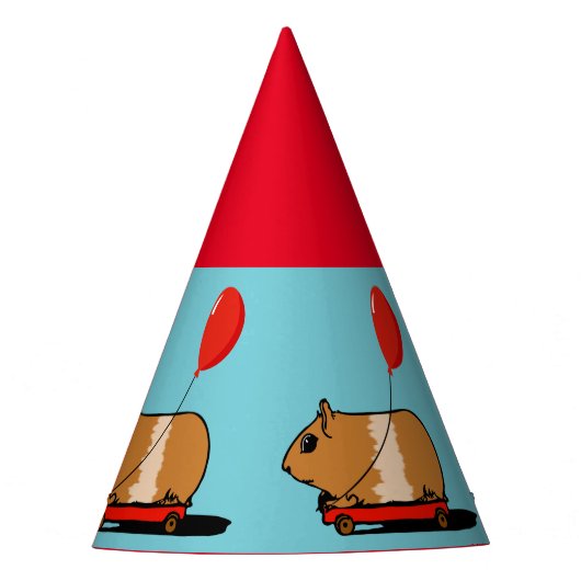 . .カートに乗ったかわいいモルモットパーティーハット パーティーハット (正面)