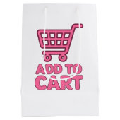 カートに追加 - おしゃれなピンクのショッピングカートデザイン ミディアムペーパーバッグ (裏面)