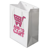 カートに追加 - おしゃれなピンクのショッピングカートデザイン ミディアムペーパーバッグ (裏面アングル)
