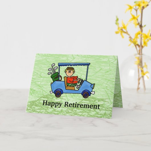 カートの退職カードの漫画のゴルファー カード (黄色い花)