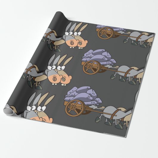 カートを引っ張るDonkies ラッピングペーパー (アンロールド)