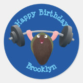 カートゥーおもしろいンイラストレーションclaを働くムッセル ラウンドシール (正面)