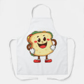 カートゥーおもしろいントーストキャラクターイラストレーション エプロン (正面)