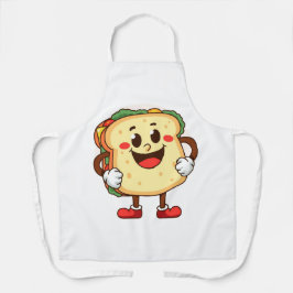 カートゥーおもしろいントーストキャラクターイラストレーション エプロン