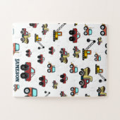 カートゥートラックカークレーン車名パーソナライズされた ジグソーパズル (横)