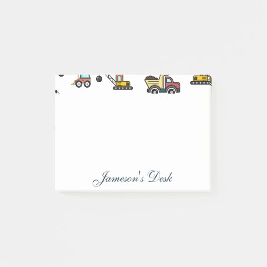 カートゥートラックカークレーン車名パーソナライズされた ポストイット (正面)
