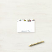 カートゥートラックカークレーン車名パーソナライズされた ポストイット (デスク上)