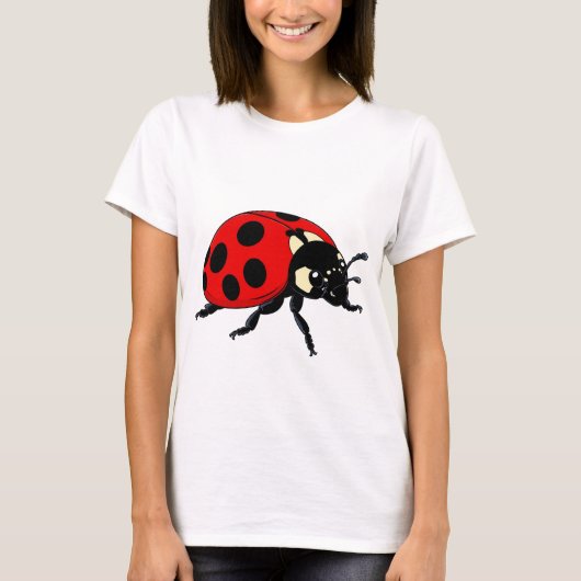 🐞 カートゥーンてんとう虫グロー 🌈 かわいい昆虫キャラクター Tシャツ (正面)