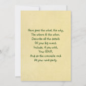 カートゥーンのカエル 招待状 (裏面)