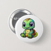 カートゥーンのカメのイラスト 缶バッジ (正面&裏面)