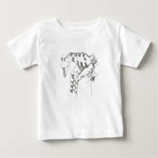 カートゥーンの棒人間キリン親子のTシャツ ベビーTシャツ