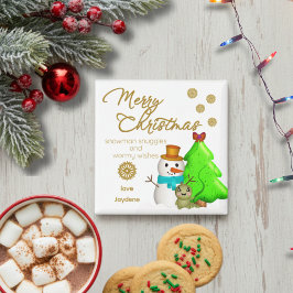 カートゥーンの虫と雪だるまとクリスマスツリー マグネット