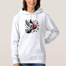 カートゥーンの鳩が壊れたハートを持っているTシャツ