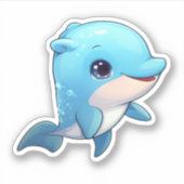 カートゥーンイルカイラストレーション シール (正面)