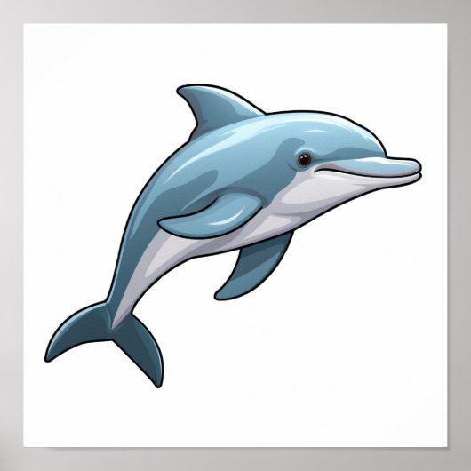 カートゥーンイルカイラストレーション ポスター (正面)
