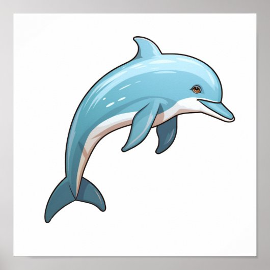 カートゥーンイルカイラストレーション ポスター (正面)