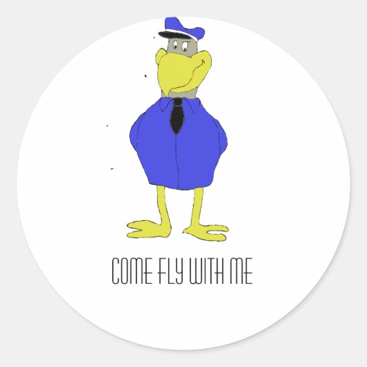 カートゥーンイーグル飛行機パイロット ラウンドシール (正面)