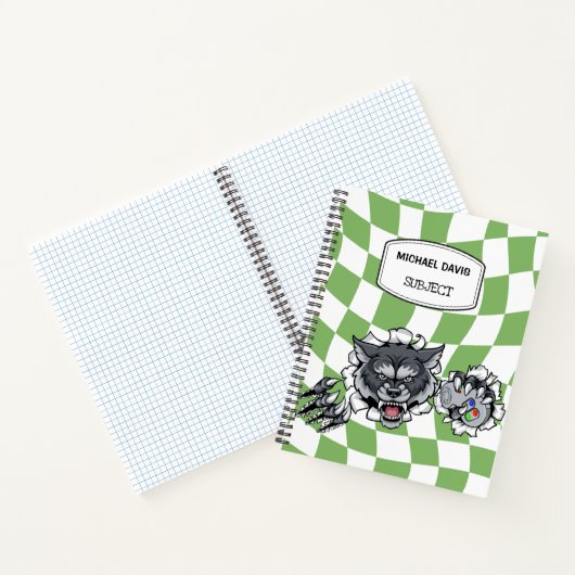 カートゥーンオオカミがビデオゲームのコントローラーを握る カスタム ノートブック (内部)