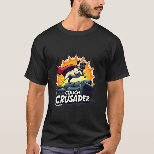カートゥーンカウチクルセイダーパグ Tシャツ (正面)
