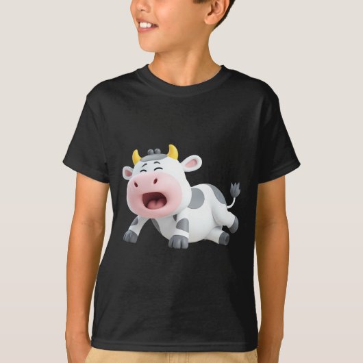 カートゥーンカウ - かわいい牛のキャラクター Tシャツ (正面)