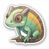 カートゥーンカメレオンイラストレーション シール (正面)