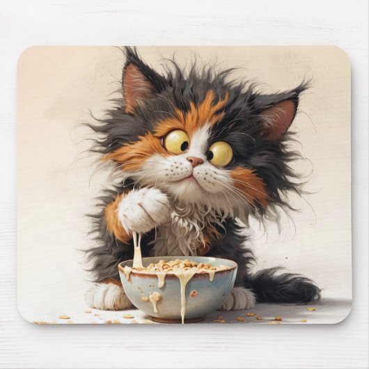 カートゥーンカリコキャット遊ズウィズブレックファースト マウスパッド (正面)