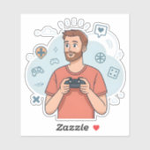 カートゥーンゲーマーキャラクターイラスト シール (シート)