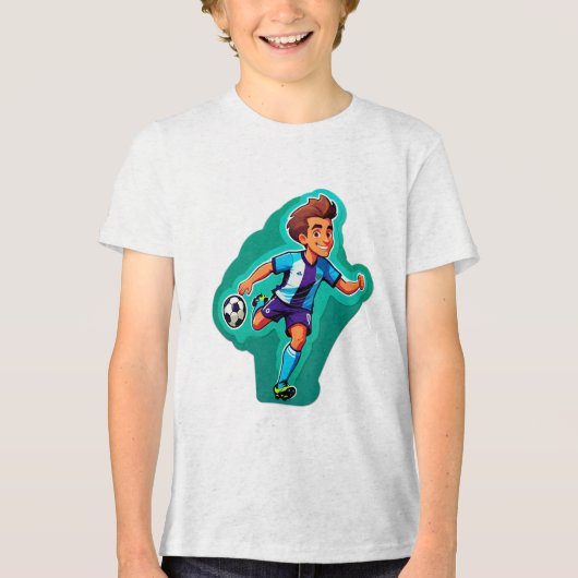カートゥーンサッカー選手 トライブレンドTシャツ (正面)