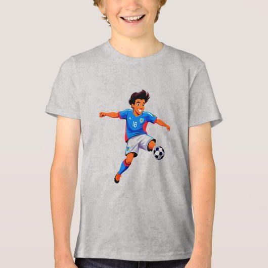 カートゥーンサッカー選手 トライブレンドTシャツ (正面)