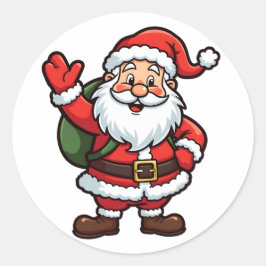 カートゥーンサンタクロースおもしろいクリスマスイラストレーション ラウンドシール