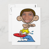 カートゥーンサーファーカット顔テンプレート ポストカード (正面/裏面)
