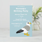 カートゥーンシーガル灰色、白、ライトブルーカスタム 招待状 (スタンド正面)