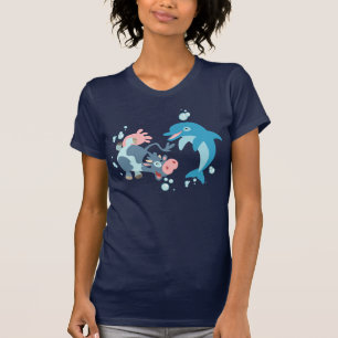 カートゥーンシーコーとドルフィンの女性Tシャツ Tシャツ